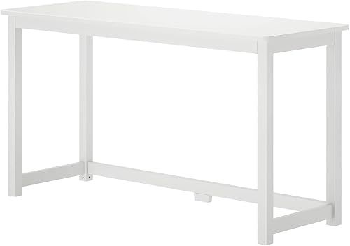 Miniatura 4 de Plank+Beam Escritorio de madera maciza, escritorio simple para dormitorio, escritorio de estudio de oficina en casa, 55.25 pulgadas, blanco