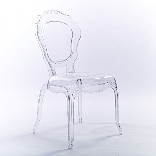 2Xhome - Belle Style Ghost Chair Ghost Armchair Dining Room Chair - Armchair Lounge Chair Seat Higher Fine Modern Designer Artistic Classic Mold (Clear Bella X4) #TOP4