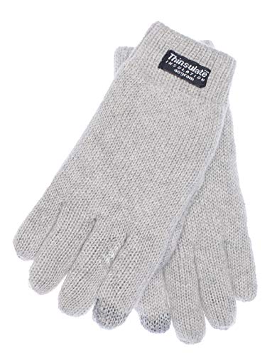 EEM guantes para niños, algodón suave, forro térmico Thinsulate, función táctil, gris mezcla S