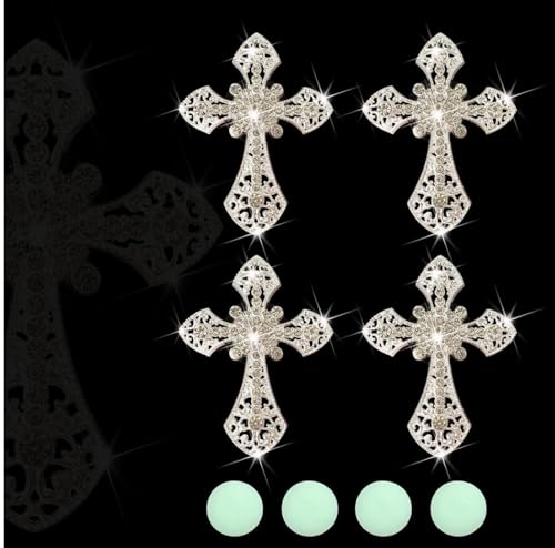 Image of 4Pcs Bling Cross Air Vent Clips,Crystal Car Vent Clip,Interior Accessories,Air Fresheners Vent Clips Car Diffuser Vent Clip Rhinestone Diamond Cross Car Decoration Car Interior Decor Car Accessorie