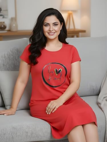 Image of White Moon Cotton Printed Nighty for Women's | Night Gown | Printed Nighty for Girls | Nightdress | Nighty for Women | Sleepwear | Ladies Nighty | Nighties | Premium Soft Cotton Nighty Women