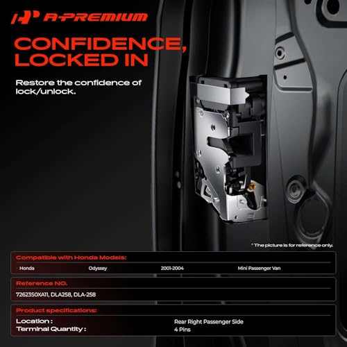Image of A-Premium Rear Right Passenger Side Door Lock Actuator Compatible with Honda Odyssey 2001-2004