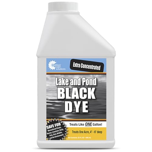 Outdoor Water Solutions Lake and Pond Dye | Easy to Apply | Provides Shade for Fish and Plants (Black Liquid Quart)