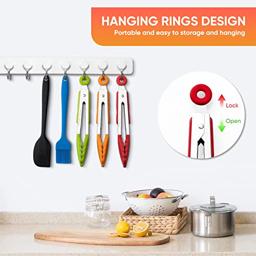Small Silicone Tongs for Cooking,3 PCS 7-Inch Mini Serving Tongs-600°F Heat Resistant Non Stick Stainless Steel Tong with Silicone Tips Food Tong Cooking Tongs for Salad,Barbecue,Buffet Serving - Image 3