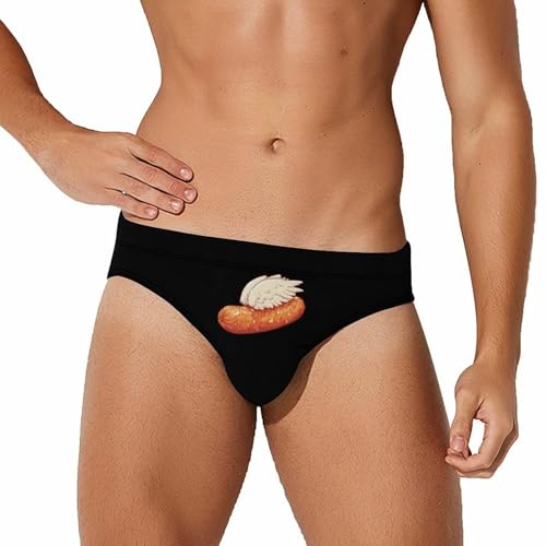 Sausage with Wings Mens Swim Briefs Bikini Sexy Low Rise Trunks Swimsuit Bathing Suit Beach