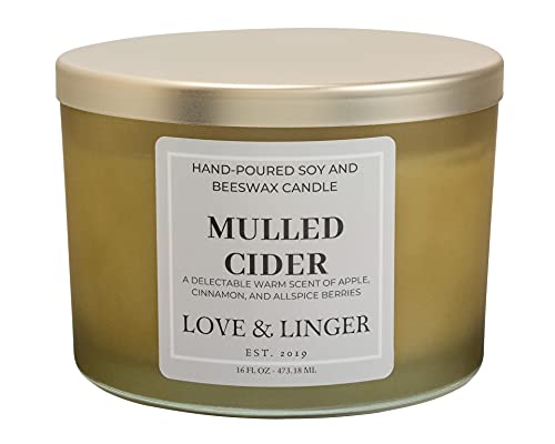 Mulled Cider Candle | Fall Candles | Luxury Soy & Beeswax Candles For Home | 16 Oz. Large Jar 3 Wick Candle | Apple Cider Candle | Thanksgiving Candle | Autumn Candles #TOP22