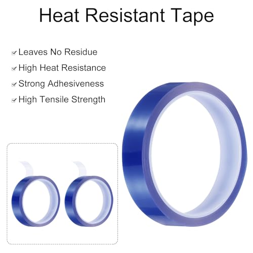 Image of uxcell Blue Heat Tape, 1 Roll 20mmx33m 108ft High Temperature Heat Resistant Tape for Sublimation,Heat Vinyl Press,Heat Transfer, Circuit Board, No Residue