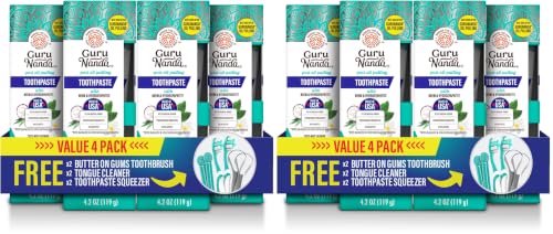 Image of GuruNanda Hydroxyapatite Toothpaste with Neem, SLS & Fluoride Free, 4x4.2oz (Pack of 2)