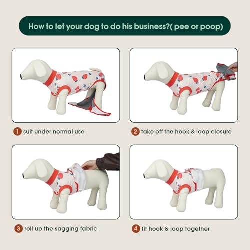 Image of Kuoser Dog Recovery Suit for Surgery, Soft Dog Surgery Suit Female Male Spay Neuter, Anti-Licking Pet Onesie for Abdominal Wounds, Skin Disease, Doggy Cone Alternative Surgical Recovery Bodysuit, M