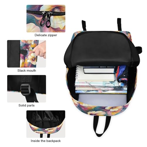 Backpack Lunch Box Set Large Capacity Travel Backpacks and Insulated Lunch Bag for Commute Hiking Picnic Aesthetic Floral Print3