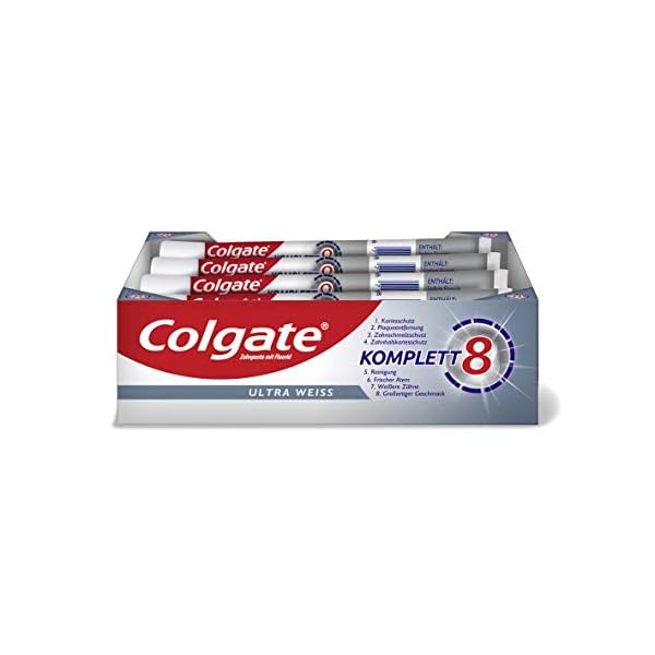 Colgate Zahnpasta Komplett Ultra Weiß, 12er Pack (12 x 75 ml) - Zahncreme für natürlich weiße Zähne, Komplettschutz für… – Bild 4