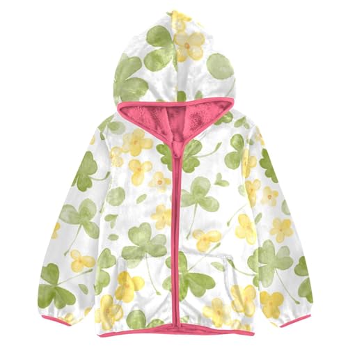 OTVEE St Patricks Clover Kids Hoodie Jacket Fall Spring Full Zip Warm Outwear Coat