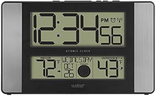 La Crosse Technology 513-1417AL-INT Atomic Clock w Outdoor Temp, Grey/Black