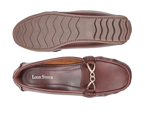 Image of LOUIS STITCH Women's Premium Slip-On Loafers with Buckle | Elegant Solid Slip-On Comfort Shoes for Casual and Formal Wear | Slip-On Loafer Shoes for Women | LSLD-BLR-HS02