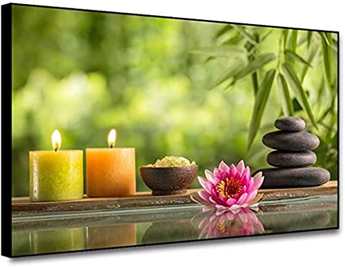 Bougie Pierres et Fleur Rouge Toile Murale Inspirante pour Esprit Zen