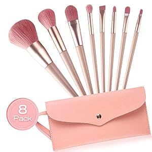 Juegos de Brochas de Maquillaje 8 Piezas Profesionales, Incluyen Brocha para Base/Brocha para Sombra de Ojos/Brocha para…