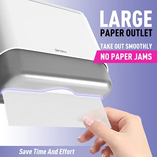 Bertreno Commercial Paper Towel Dispenser Wall Mount Paper Towel Holder Large Capacity 200 Multifold/Trifold/C Fold Hand Towel Dispenser Bathroom Tissue Dispenser (White)