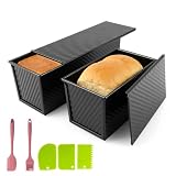 LOPYXBR 2 Stück Toastbrot Backform mit Deckel 1000g und 450g, Kastenform mit Deckel aus Kohlenstoffstahl, Antihaft Toastbrotform, Brotbackform mit Belüftungslöchern für Toast und Brot, Schwarz