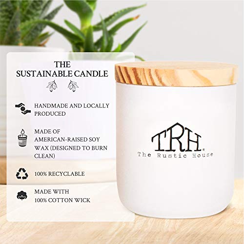 The Rustic House Candles Soy Wax Spring + Summer Scented Candle | Long Burning Fresh Scent Floral Candle | Hand Poured Clean Linen Candles In Glass Container With Wood Lid,Olive Blossom #TOP2