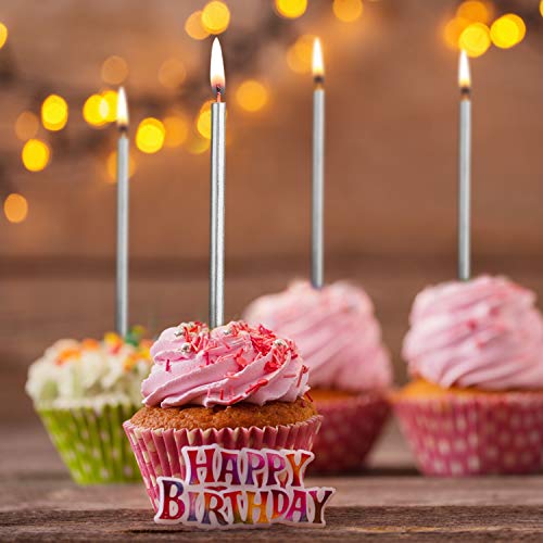 image for Blulu 50 Pieces Birthday Cake Candles Thin Cake Cupcake Candles in Hol