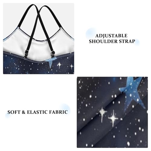 Pigsaly Girls One Piece Swimsuits Stars Navy Blue Gradient Flashing Glitter Kids Cross Back Swimwear Sport Bathing Suit 3T3