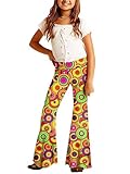 Deerose 70s Bell Bottom Pants for Girls Boho High Waisted Flared Pants Paisley Print Yoga Pants 7-8 Years