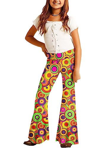 Image of Deerose Girls Halloween Hippie Bell Bottom Pants High Waist Flare Pants 5-14 Years