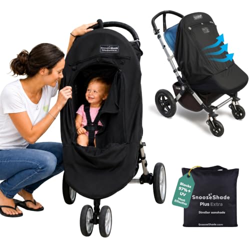 SnoozeShade Plus Extra Pushchair Sun Shade, Stroller and Buggy, 97%+