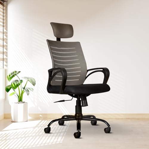 Image of CELLBELL Desire C104 Mesh High Back Ergonomic Office /Study Revolving /Computer Chair for Work from Home - Metal Base, Seat Height Adjustable, Grey