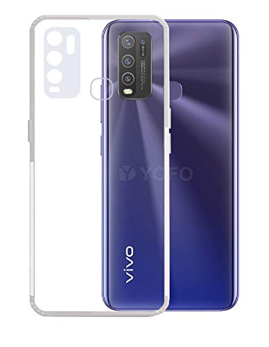 YOFO Silicone Back Cover with Camera Protection & Dust Plug for Vivo Y50 / Y30 - (Transparent)