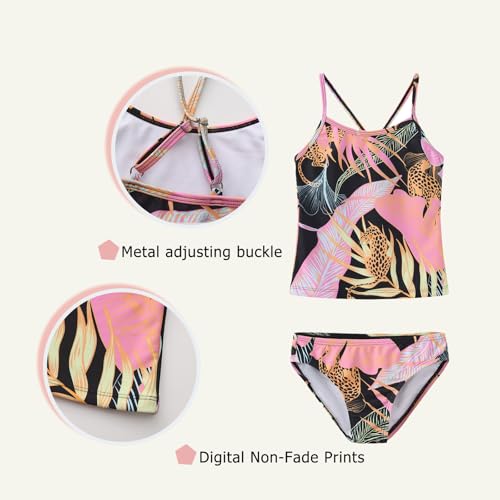 Image of Girls Two Piece Tankini Swimsuits Hawaiian Ruffle Bathing Suit Summer Beach Swimwear Set