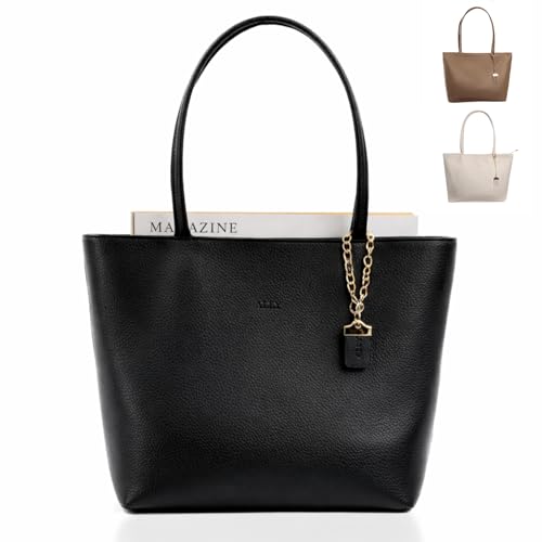 Bolso Tote para mujer con cierre, cuero suave y amplio