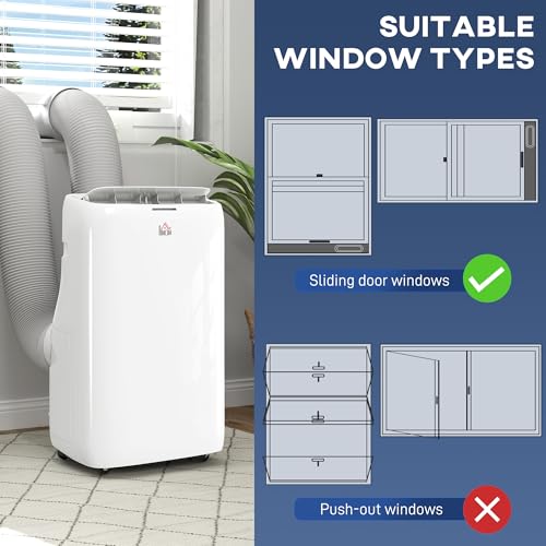 HOMCOM Dual Hose Portable Air Conditioner High Efficiency Inverter, 3-in-1 14000 BTU AC Unit with Cool, Dehumidifier, Fan, for Room up to 700 Sq. ft, Includes Remote & Window Kit - Image 8