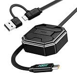 PZOZ 100W Retractable 2-in-1 Charging Cable with LED Display, Multi USB C & USB A to USB C for iPhone 17 16 15 iPad Mac Samsung for Car CarPlay Desktop Management Organizer