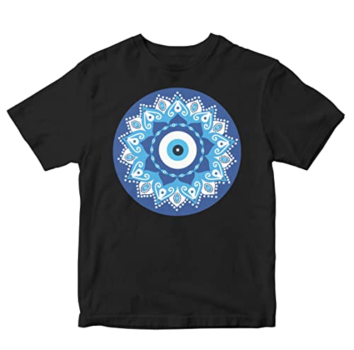 Image of Kids T-Shirt Evil Eye Mandala 100% Cotton Boy's Girl's Regular Fit Unisex T-Shirt