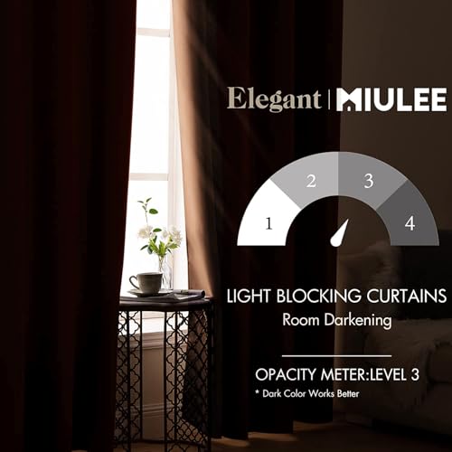 Image of MIULEE Sun Baked Blackout Bedroom Curtains Drapes 84 Inch Long 52 inchx84 inch | Grommet Top, Room Darkening Window Drapes, Privacy Protection, Thermal Insulated, Heat Blocking, Light Blocking
