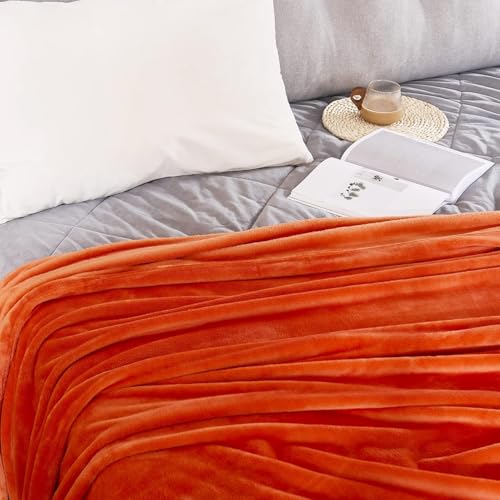 Image of Amazing Super Soft Double Bed Woollen Quilt Cover, 310TC Warm Duvet Cover, Woolen Duvet Cover /Rajai Cover /Blanket Cover /Quilt Cover King Size=90x100 Inches, Winter Blanket Cover (Orange)