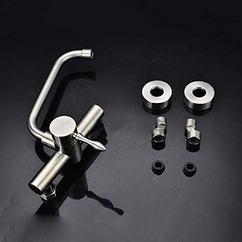 Robinet de cuisine rotatif double trous mitigeur évier inox - 6
