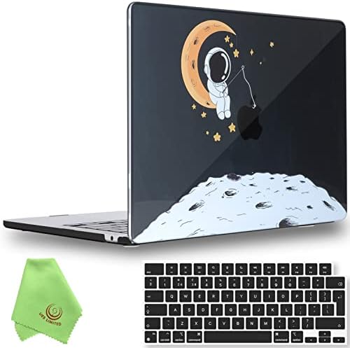 UESWILL Compatible with MacBook Air (M2, 2022) Case Model A2681, Pattern Design Hard Shell Case + UK Layout Keyboard Cover + Microfiber Cloth for Mac Air 13.6 inch M2 chip Touch ID, Astronaut A