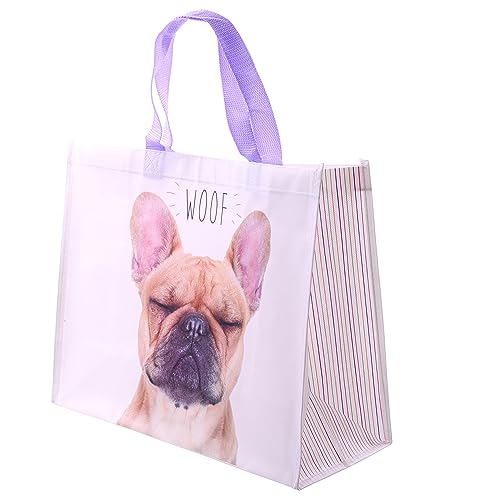 Puckator Wiederverwendbare Einkaufstasche mit französischer Bulldogge, Schultertaschen, Handtaschen für Damen, Canvas-Tragetaschen für Damen, Einkaufshandtasche, große Damentaschen, ästhetische