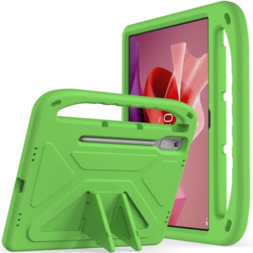 Étui Lenovo Tab P12 12,7'' 2023 antichoc en EVA vert avec support et sangle