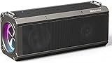 ♫【120W Potencia de Reproducción】La potencia de un solo altavoz es de 120W, soporta dos altavoces para ser agrupados, el pico de reproducción estéreo puede alcanzar 240W cuando se combina. El diseño de 4 unidades generadoras de sonido + 2 conos pasivos (rendimiento de bajos mejorado), para garantizar un sistema de sonido de alta fidelidad y bajos potentes, sin sacrificar el rango medio o los agudos, lo que le permite experimentar un verdadero sonido envolvente 3D de 360 grados.
