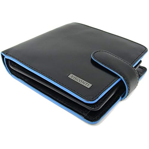 Visconti Mens Tom Leather RFID Wallet Blue Contrast Edging ALP86 (Black) Cover