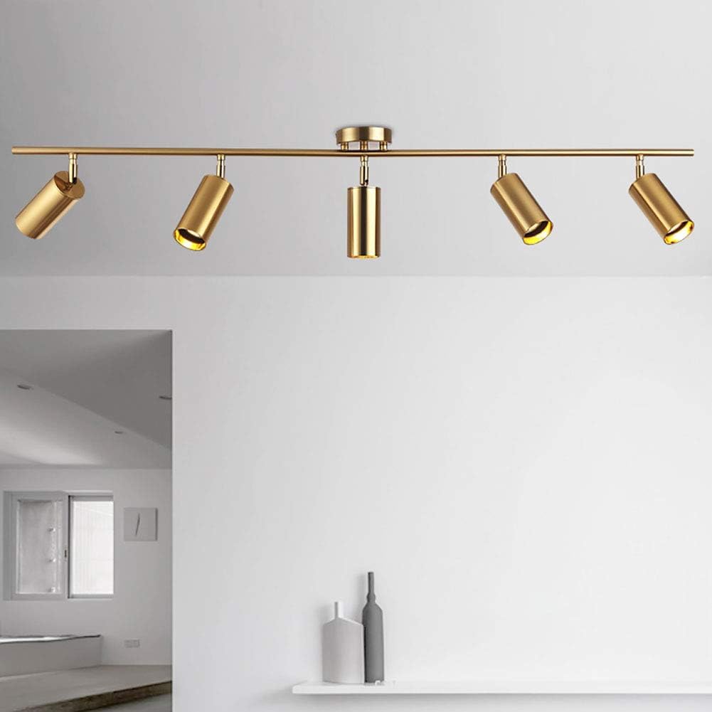 Spots dorés, spots rotatifs, lumières de rail, lumières de fond de luxe, lumières de plafond - Doré - 5 têtes