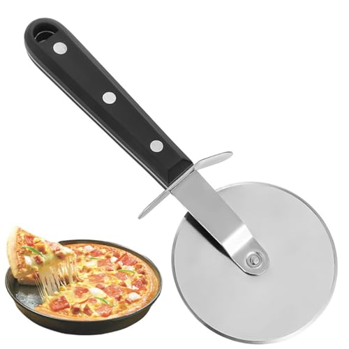 OFNHJK Cortador de pizza, roda profissional de aço inoxidável com cabo ergonómico antiderrapante, cortador de pizza com rolo, roda de corte de pizza premium para pão, waffles e panquecas