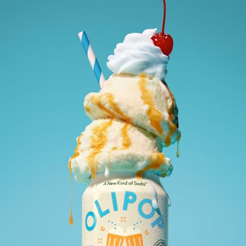 Image of OLIPOP Prebiotic Soda Pop,Cream Soda,Pantry Pack Packed with Prebiotics,Fiber,and Botanicals,Gluten Free,Vegan,GMO Free,12oz,(Pack of 24)