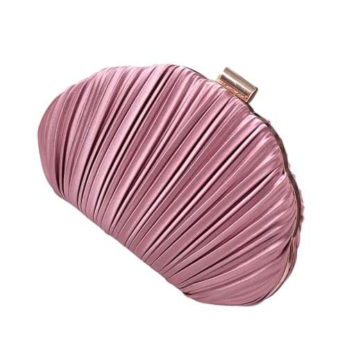 [Tizuqe] Elegant Crinkled Shell Evening Bag Lightweight Polyester Shoulder Purse with Adjustable Chain Strap for Wedding Party H