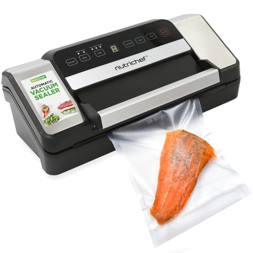 Nutrichef Automatic Food Vacuum Sealer with Double Sealing Function, Electric Air Sealing System for Dry, Liquid & Moist Foods, Reduces Food Waste, Preserve Freshness of Proteins, Fruits, Vegetables