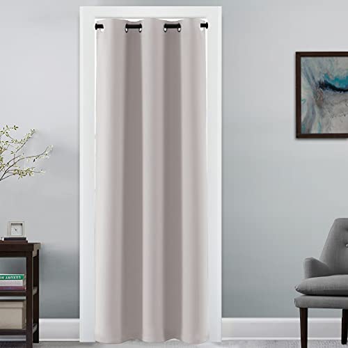 Image of H.VERSAILTEX Doorway Curtain Blackout Closet Door Curtain Room Divider Window Treatment Curtain for Bedroom Thermal Insulated Privacy Drape Soundproof Grommet, 42 x 80 inches, 1 Panel, Stone
