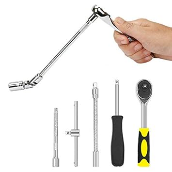 ELECTROPRIME 46Pcs 1/4'' Spanner Socket Screwdriver Wrench Ratchet Kit Car Repairing Tools